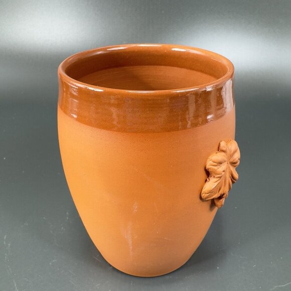 B Taylor Hand Made RedWare Tumbler Glasses Cups Signed With Grapes Leafs Set 2 - Picture 7 of 15